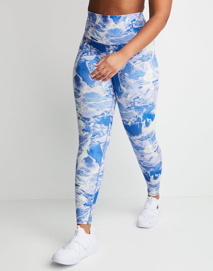 Champion Soft Touch 7/8 Print Legging Dames - Blauw/Wit - Belgie 4297XCNWP